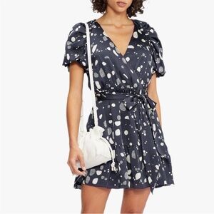 Ted Baker Stevie Puff Sleeve Black and Cream Mini Dress